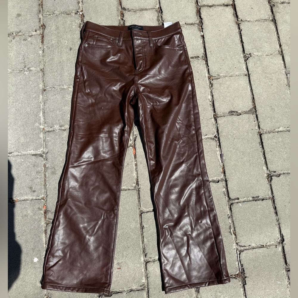 Banana Republic Cropped Bootcut Pants - Rich Brown faux leather